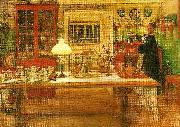 Carl Larsson till en liten vira USA oil painting artist